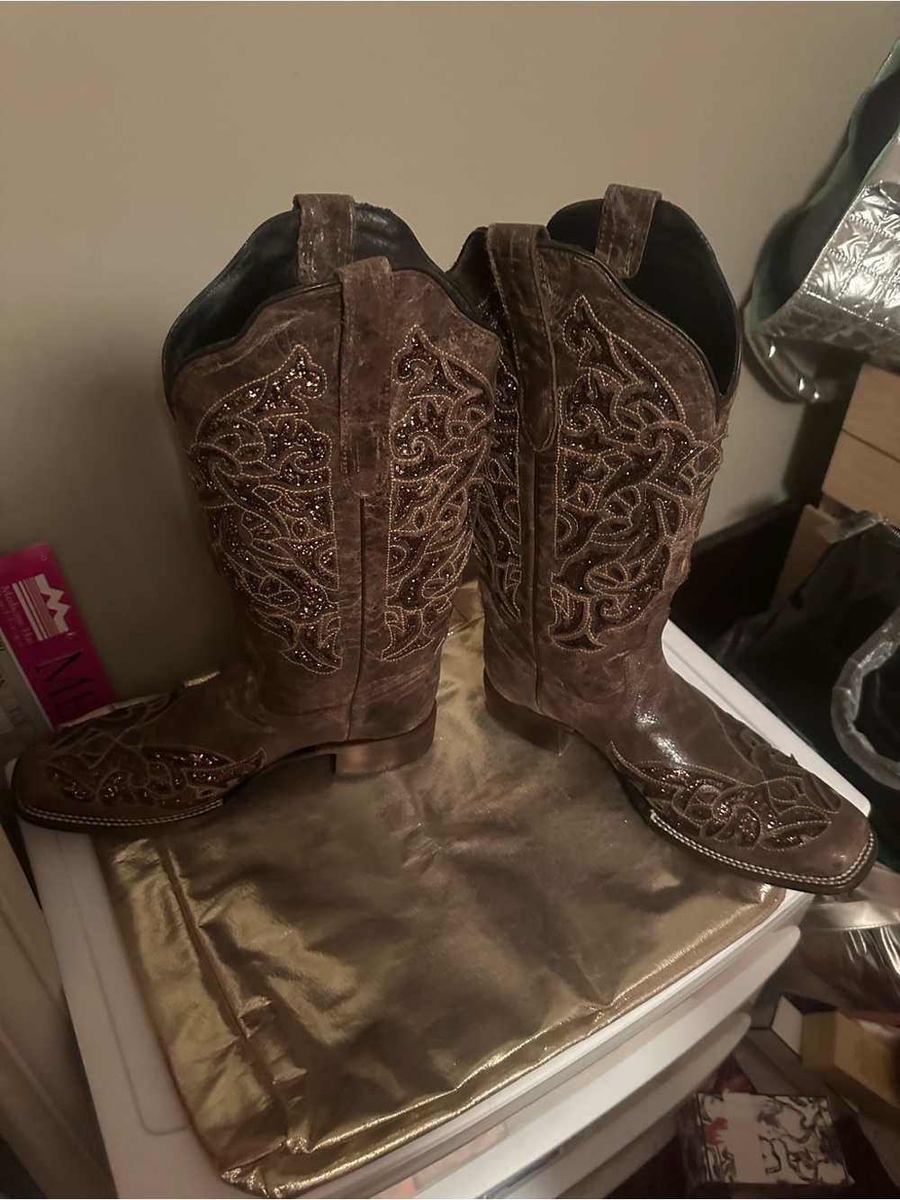 J.B. Dillon Brown Embellished Women's Western Boots